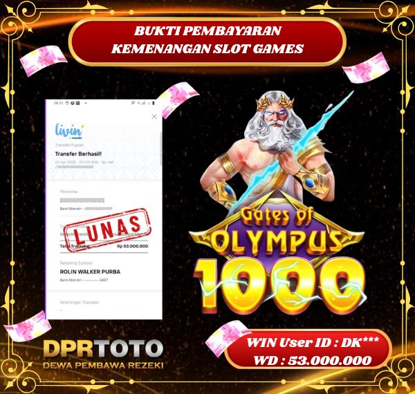 KEMENANGAN BESAR SLOT OLYMPUS 1000 Rp 53.000.000 - LUNAS